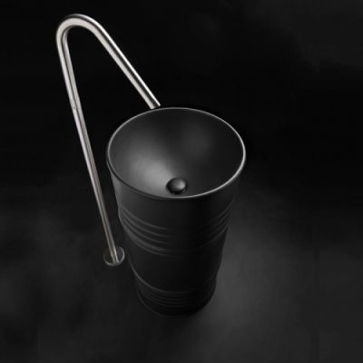 Kerasan Artwork Barrel Раковина 45x90 см, без отв., напольная, слив в стену, цвет: черный матовый 474331