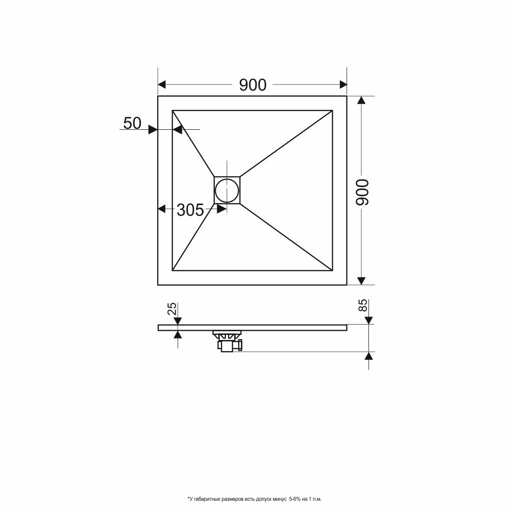 Душевой поддон 90x90 Stone Tray RGW ST-G 16152099-02