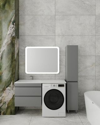 Тумба подвесная STYLE LINE "Даллас 130" Люкс Плюс серая с раковиной ESTETUS Даллас 1300*480 левый