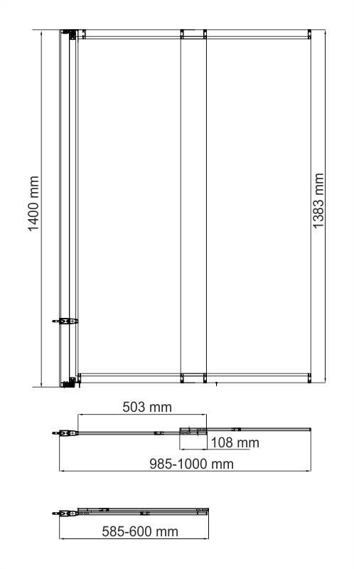 Шторка на ванну поворотно раздвижная 80 см. Wasserkraft Dill 61S02-800