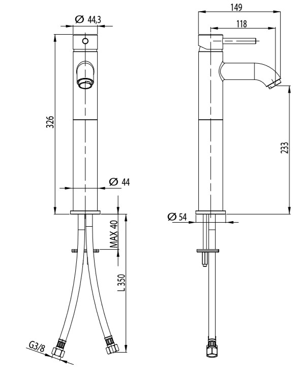 M&Z DRB00202 Ditirambo Смеситель для раковины 233 мм, ХРОМ