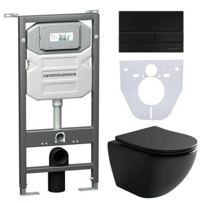 Комплект инсталляция унитаз кнопка Ceramica Nova CN4002MB_1002B_1000
