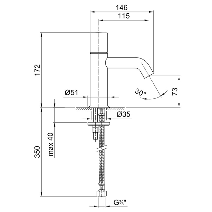 Fantini Nostromo Смеситель для раковины, 1 отверстие, цвет: хром 50 02 E904WF
