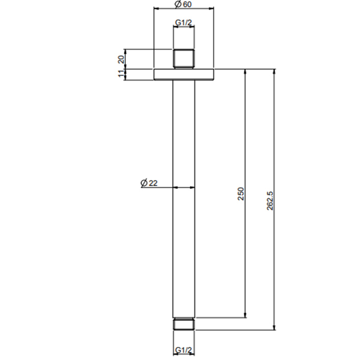 Carlo Frattini Spillo Steel Держатель верхнего душа 250 мм., потолочный монтаж, цвет: INOX F2946INOX