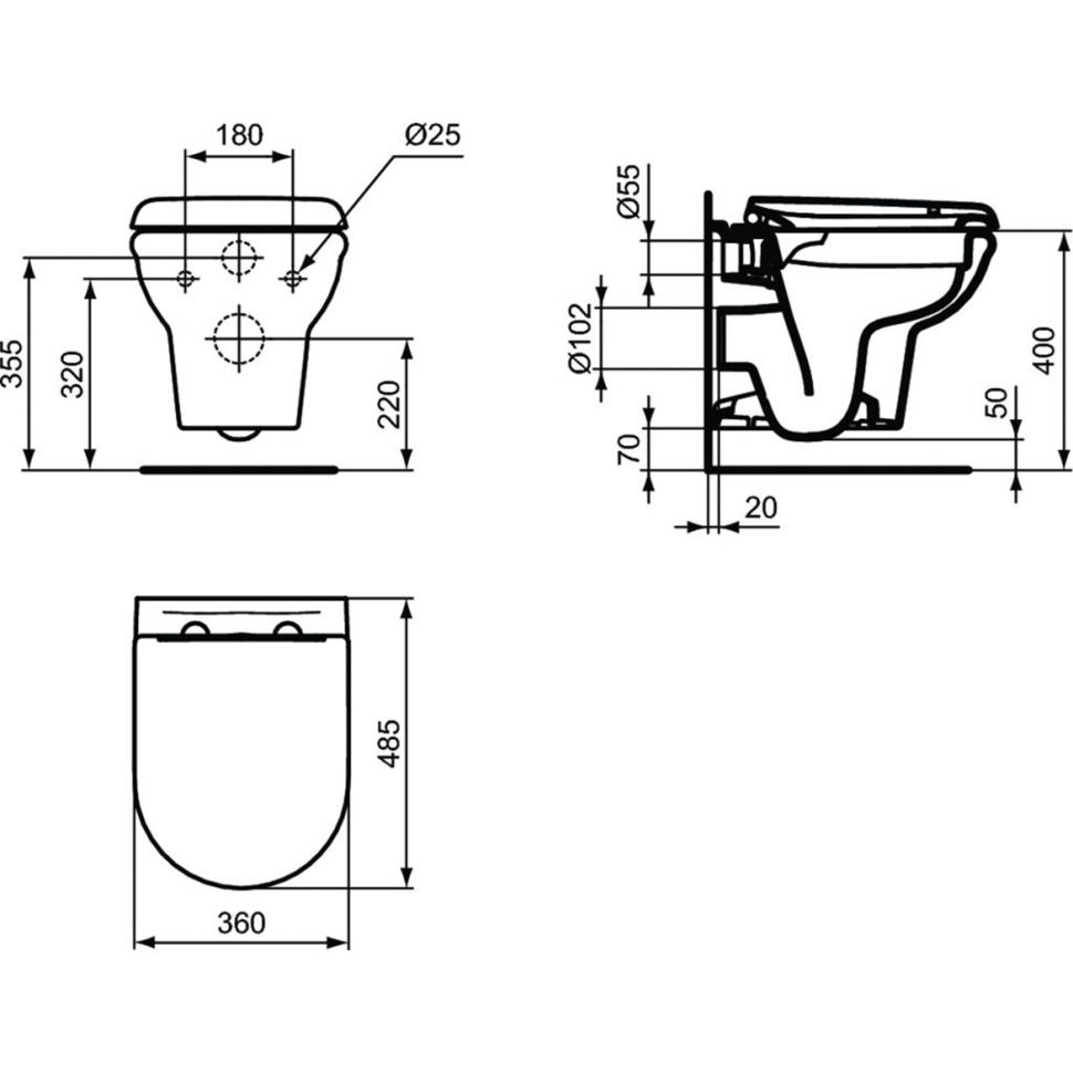 Промо-комплект  EXACTO  3 в 1 с унитазом и крышкой EXACTO Rimless UV09001 и инсталляцией R020467 PROSYS FRAME 120 M