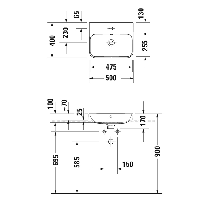 Duravit Happy D.2 Plus Раковина накладная, 50х40см., с 1 отв., выпуск с керамической крышкой, WonderGliss, цвет: Anthracite matt/белый 23605061601