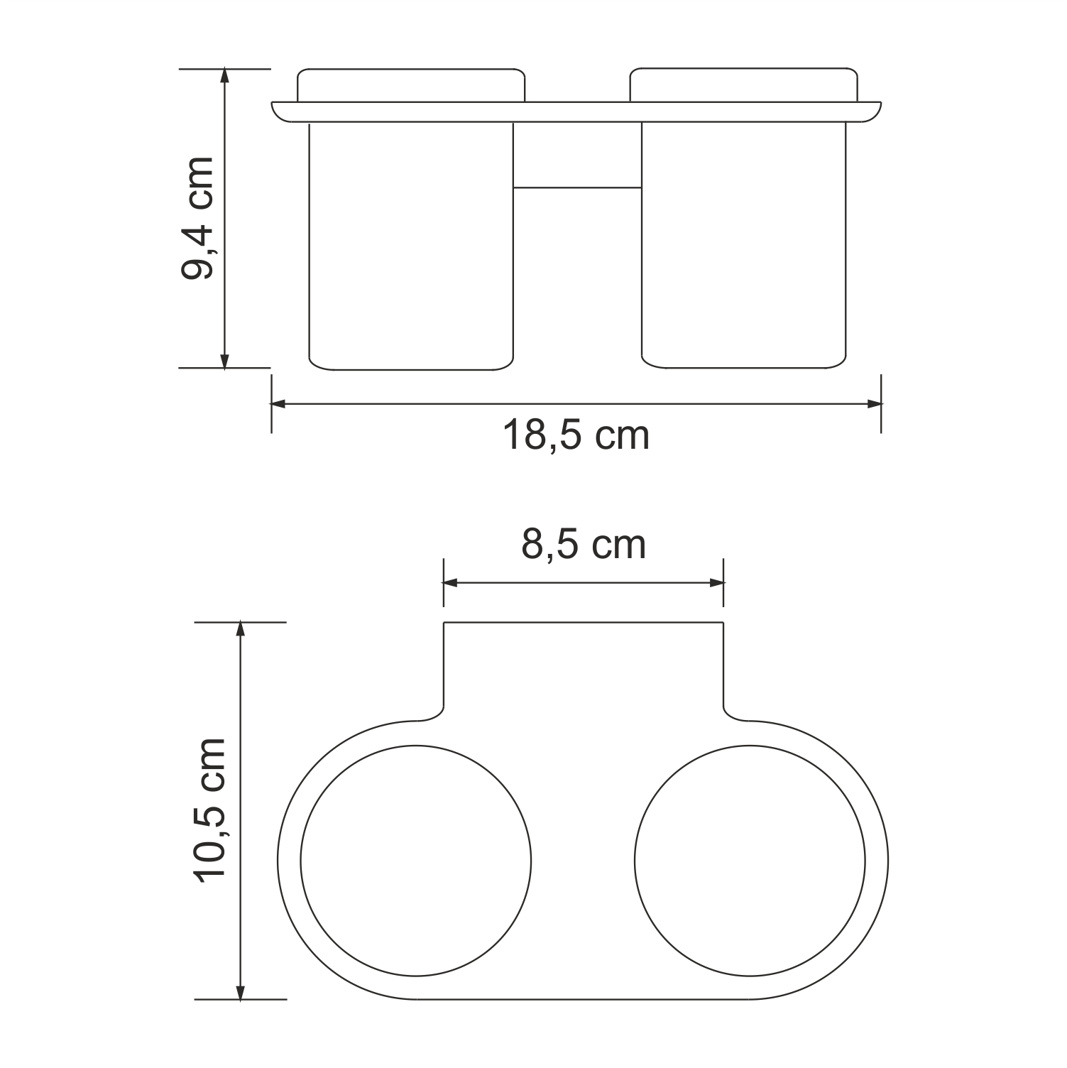 Kammel K-8328D Подстаканник двойной Размеры (Ш/В/Г): 18,5х9,4х10,5 см
