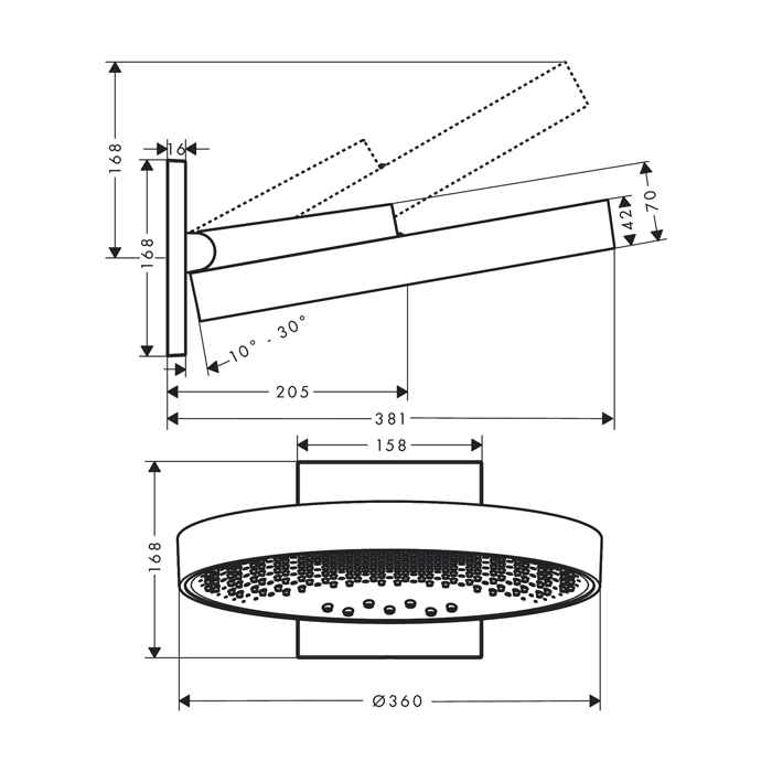 Hansgrohe Rainfinity Верхний душ 360 3jet, цвет: шлифованный черный хром 26234340
