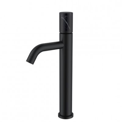Смеситель для накладной раковины Boheme STICK BLACK MRAMOR BLACK_Комплект 122-B-MR-B