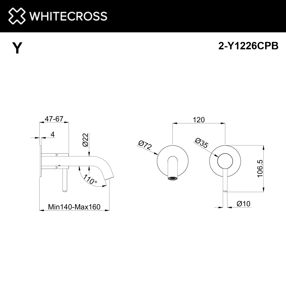 Внешняя часть смесителя для умывальника WHITECROSS Y1226CPB (брашированная медь)