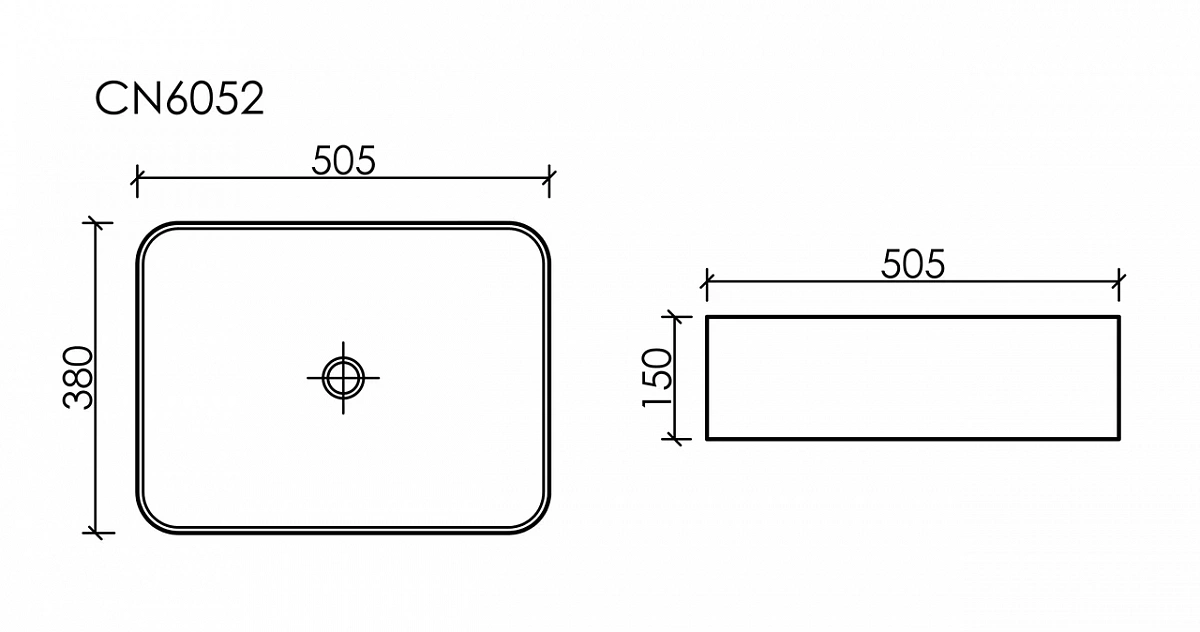 Умывальник чаша накладная прямоугольная Element 505*380*150мм CN6052