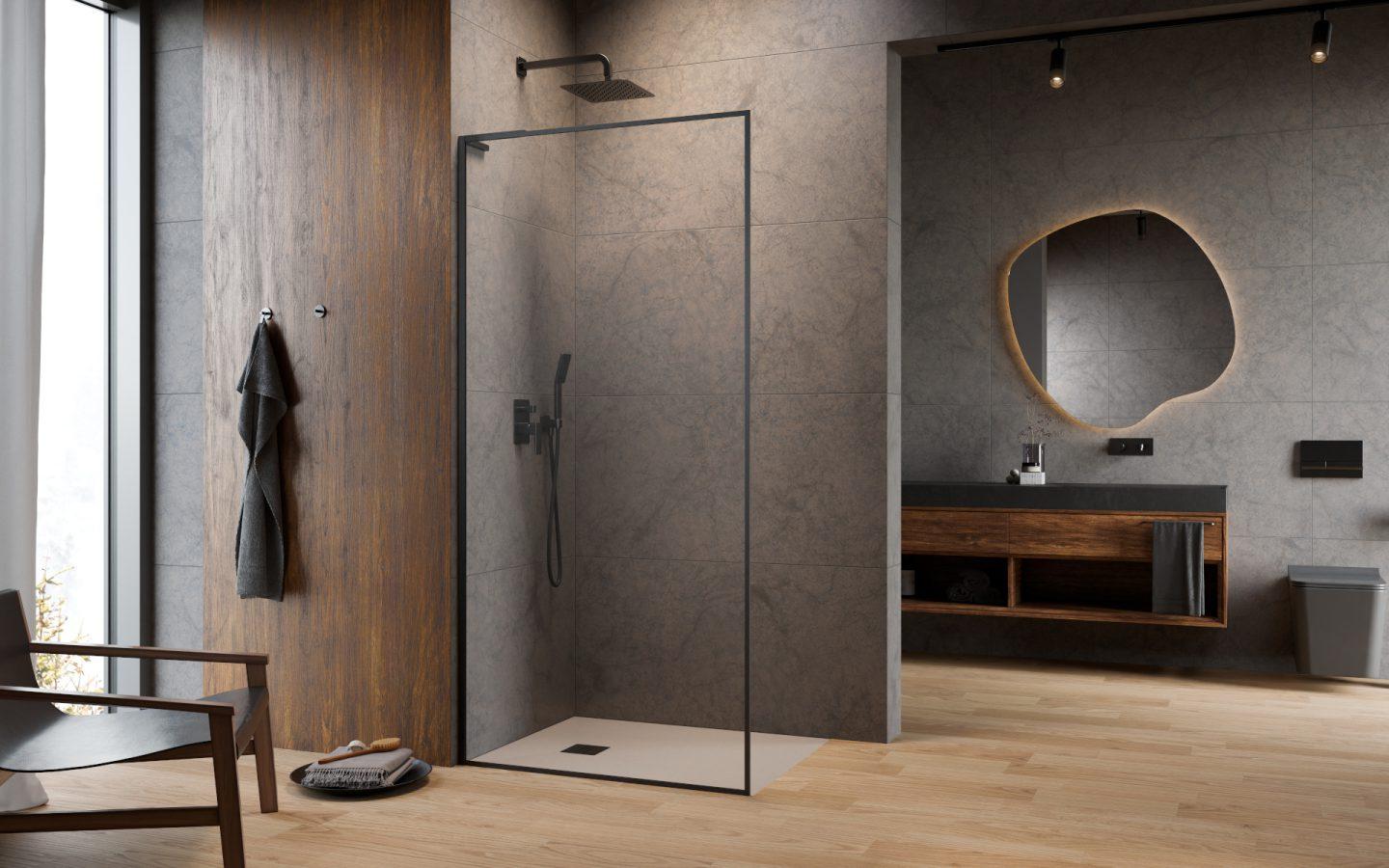 Душевая перегородка 80 см. Radaway Modo F SL Brushed GunMetal II, профиль брашированная оружейная сталь