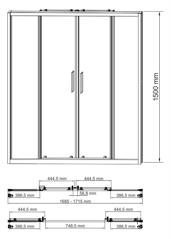 Wasserkraft Lippe 45S02-170 Стеклянная шторка на ванну 170х150 см