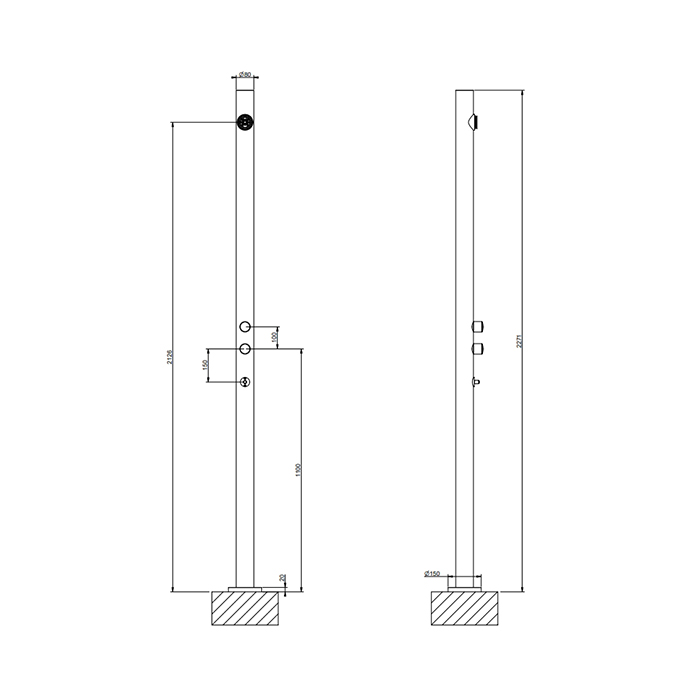 Gessi Origini Внешние части для уличной душевой стойки на 2 выход, цвет Steel Brushed 63210#239