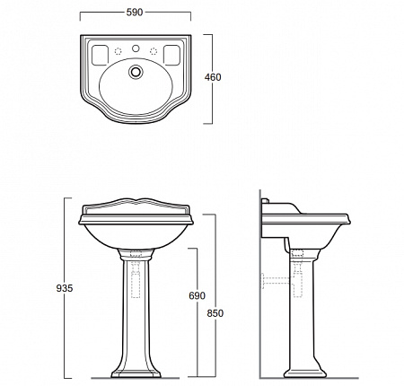 Раковина классическая 59x64 Simas Arcade Ar814bi*1