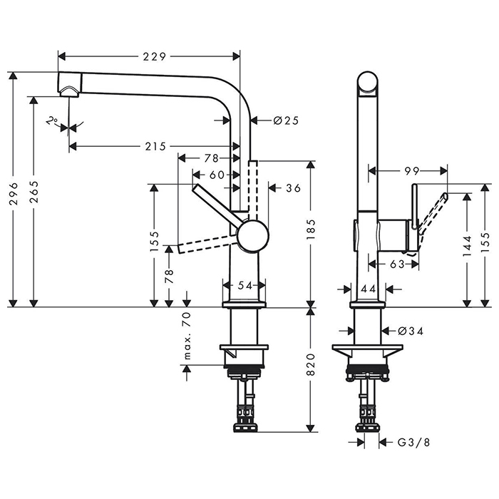 72840800 Hansgrohe Talis M54 Смеситель для кухни, 1 отв., цвет: сталь