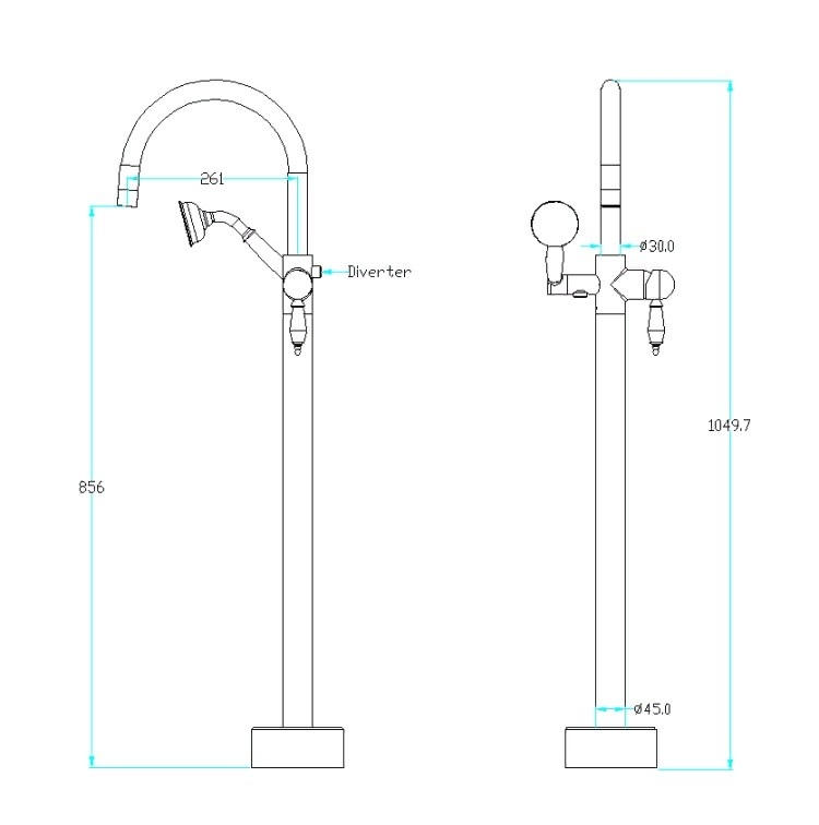 Смеситель для ванны напольный Boheme Brillantel CHROME 229