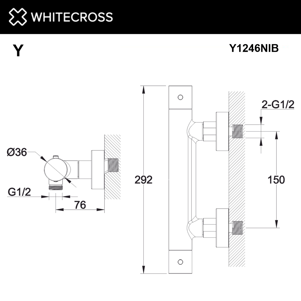 Смеситель термостатический для душа WHITECROSS Y1246NIB (брашированный никель)