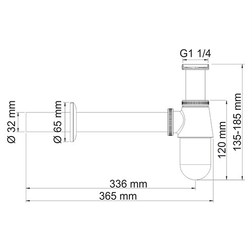 A071 Сифон для раковины Размеры (Ш/В/Г): 6,5х18,5х36,5 см