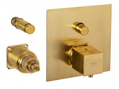 Смеситель термостатический для душа Remer Q-Elegance QT09KBBG, золото брашированное