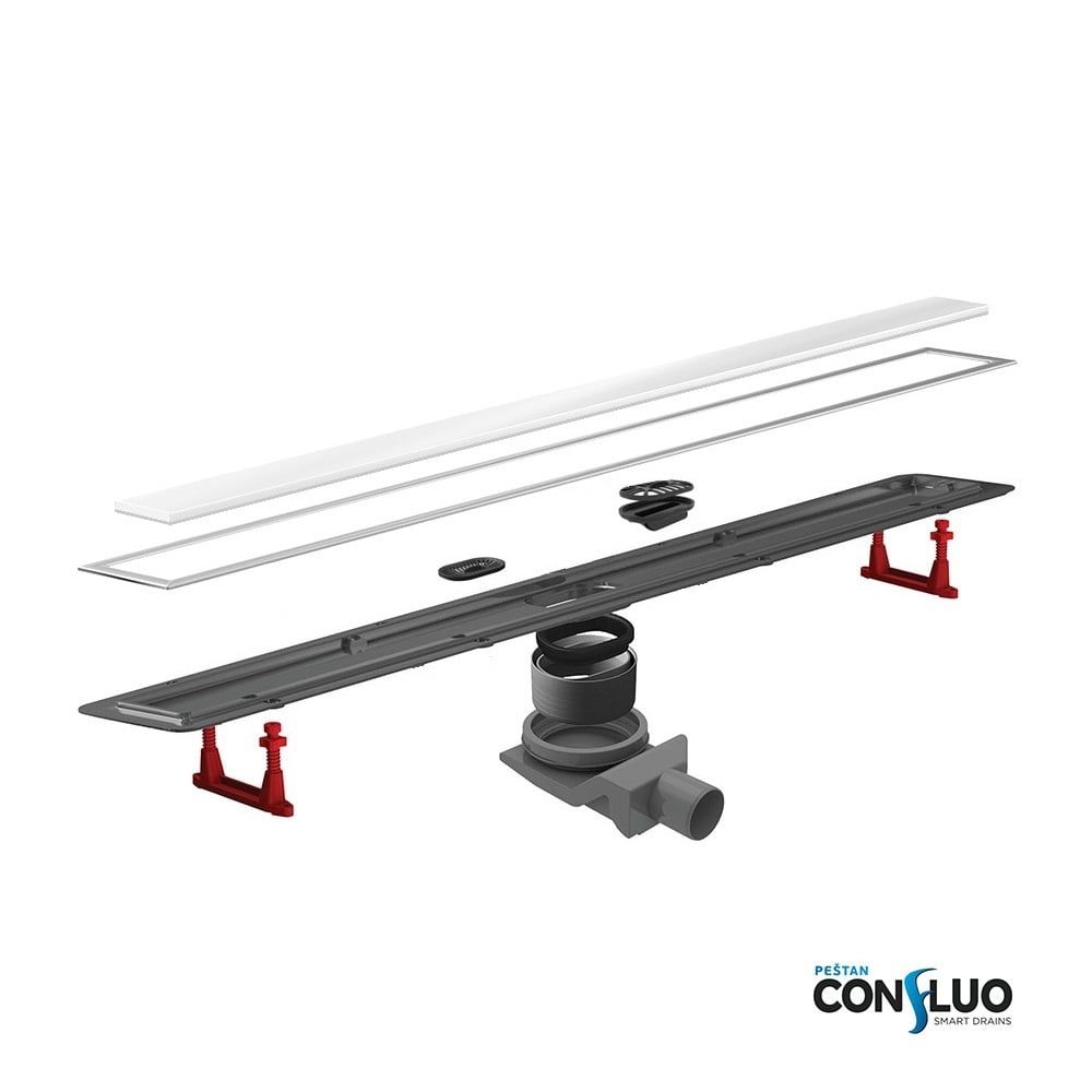 Линейный трап 650 мм PESTAN Confluo Premium White Glass Line 13000283