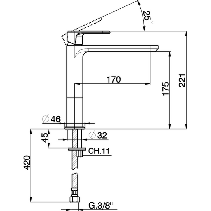 CISAL LineaViva Смеситель для раковины, цвет хром LV00150021