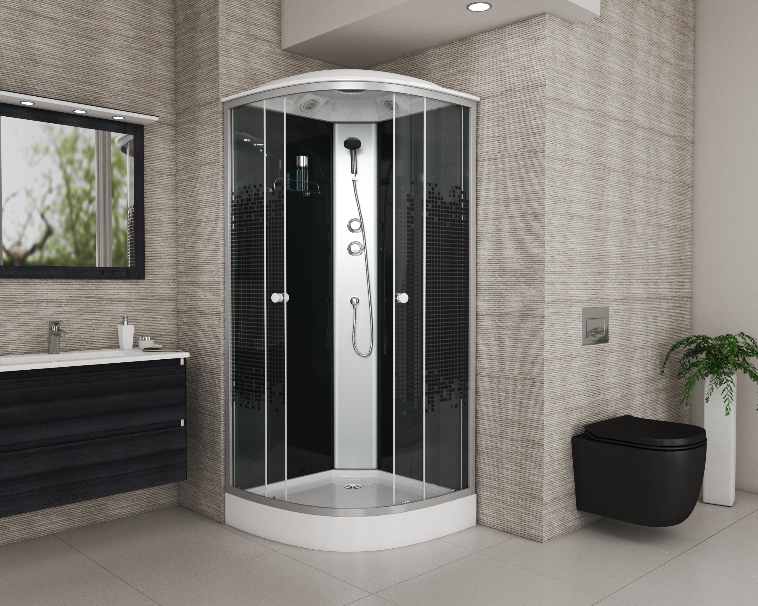 Niagara Eco Душ.каб. NG-4502-14 (1000х1000х2150) низкий поддон(13см) стекло мозаика
