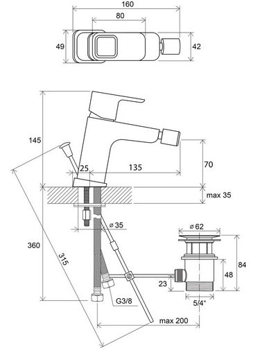 Смеситель для биде Ravak 10° TD 055.00 (X070067)