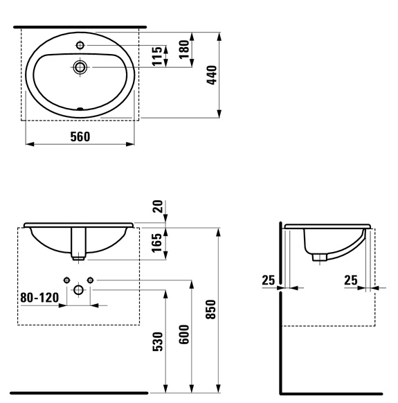 Раковина встраиваемая 560x440 Laufen Pro 813951