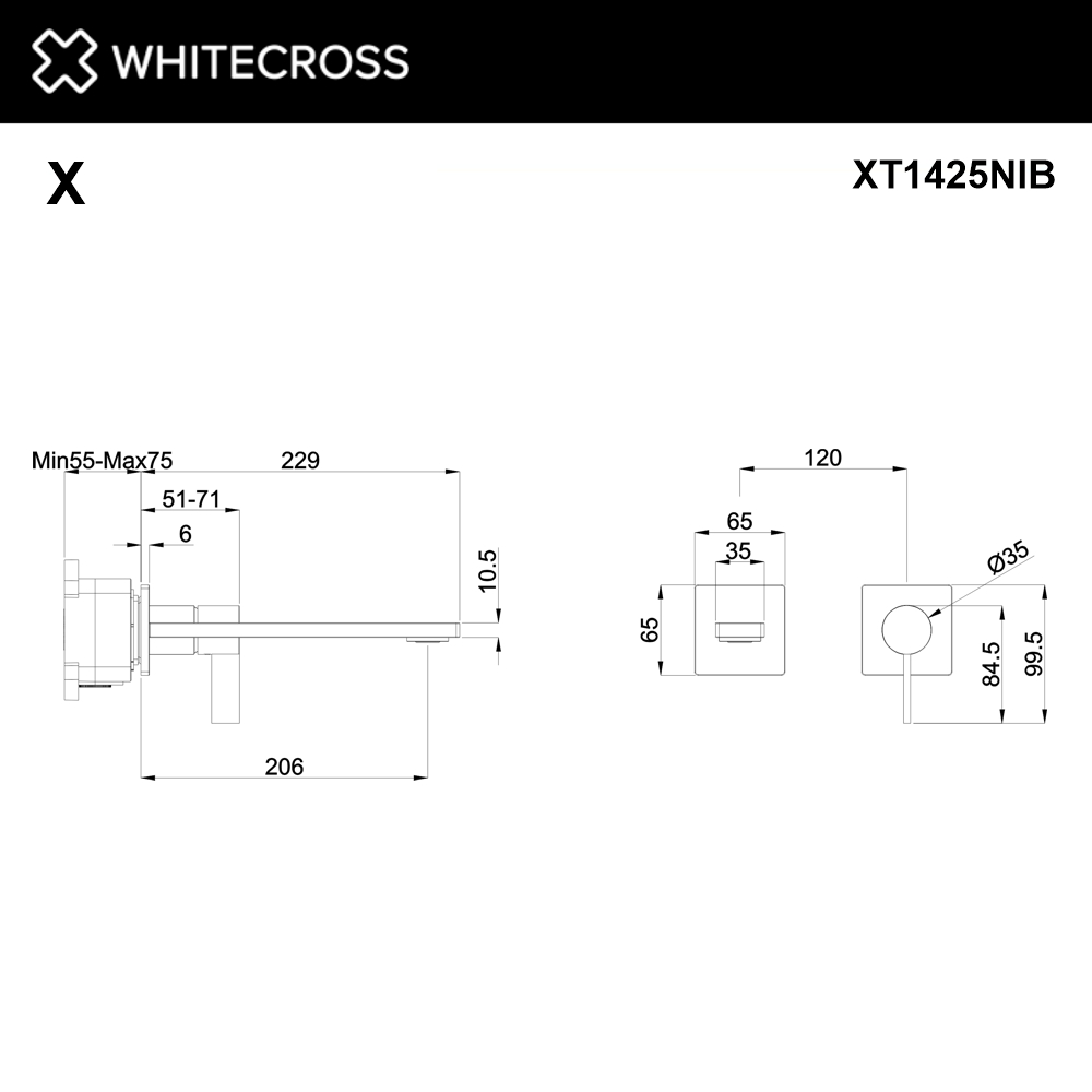 Смеситель для умывальника скрытого монтажа WHITECROSS XT1425NIB (брашированный никель)