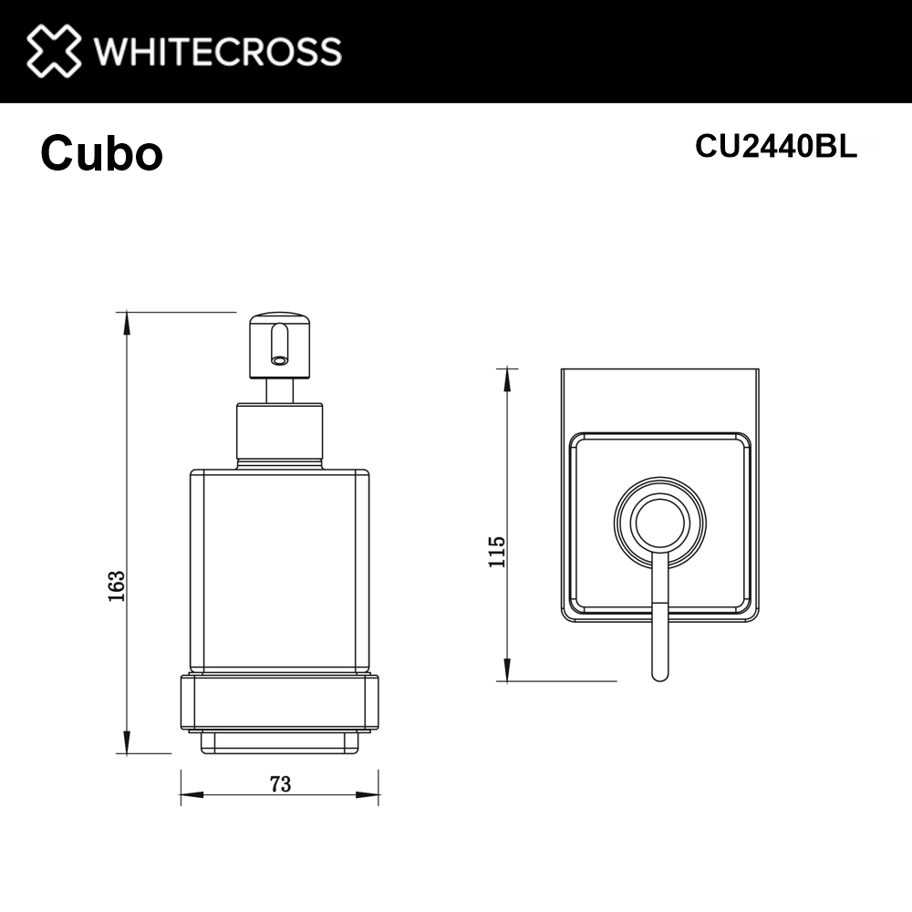 Дозатор для жидкого мыла подвесной WHITECROSS Cubo CU2440BL (черный мат)
