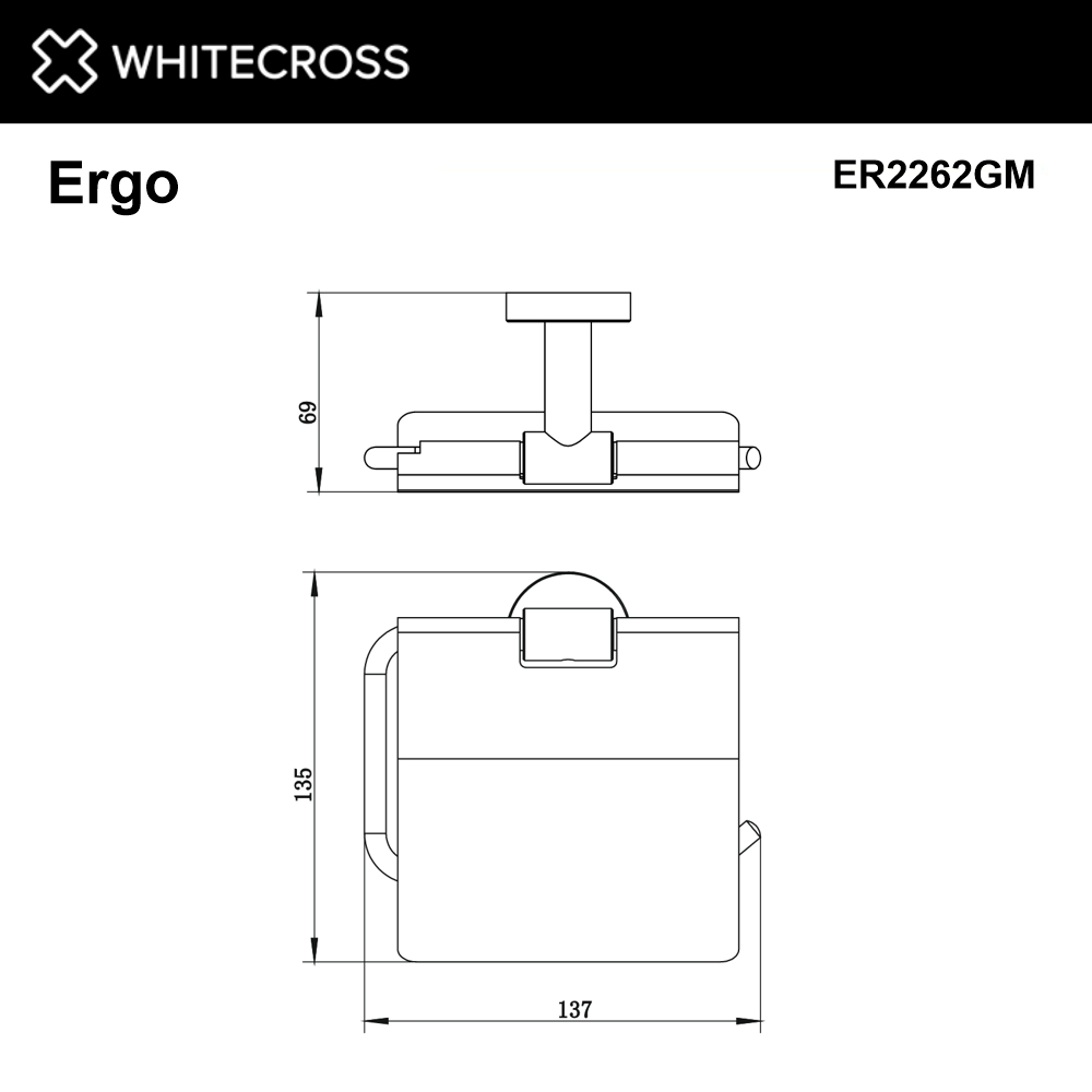 Держатель туалетной бумаги WHITECROSS Ergo ER2262GM (оружейная сталь)
