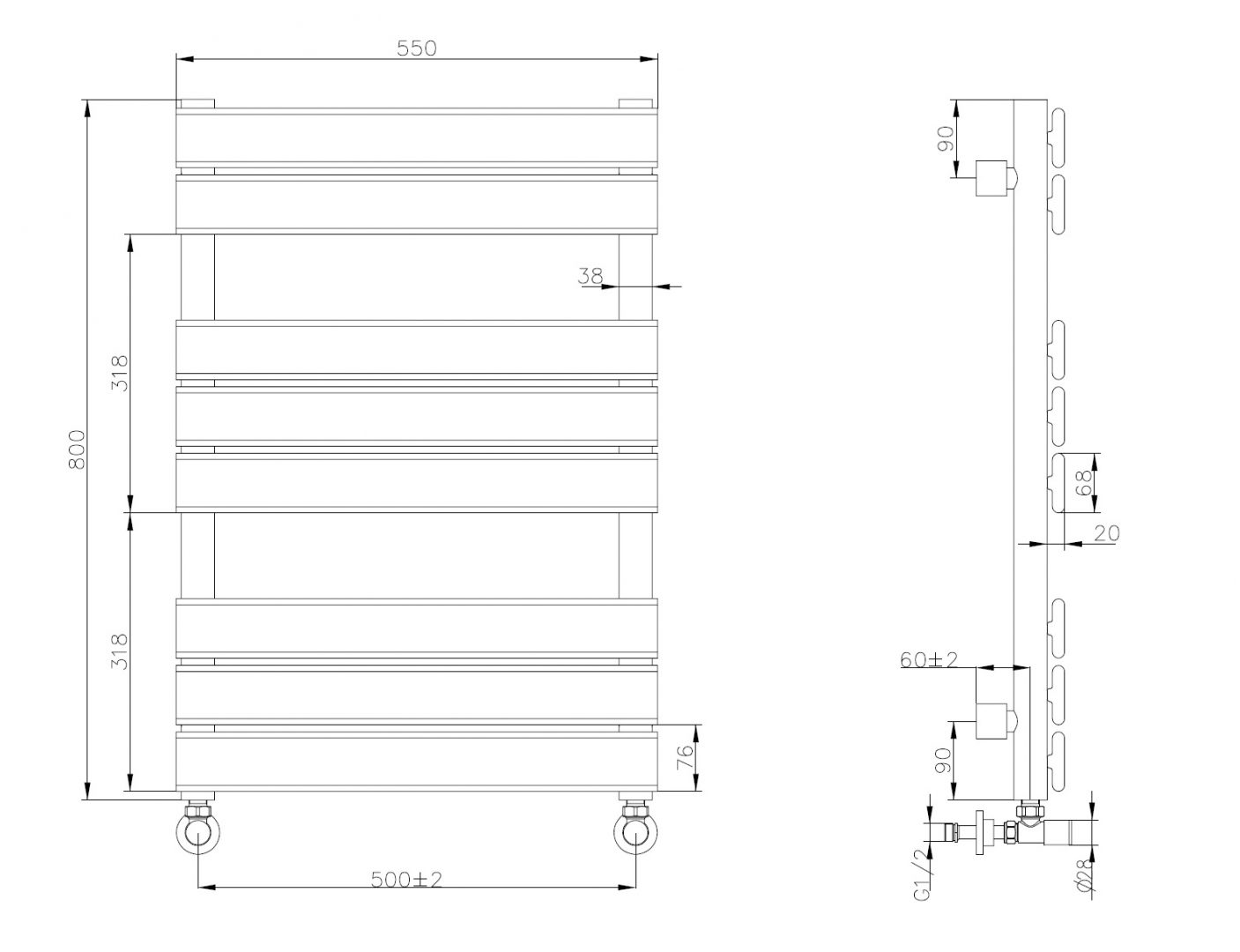 Полотенцесушитель водяной VENTURO Matt White 720-MW