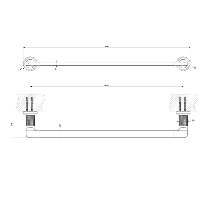 Gessi Inciso Полотенцедержатель, 45 см. подвесной, цвет: black XL 58500#299