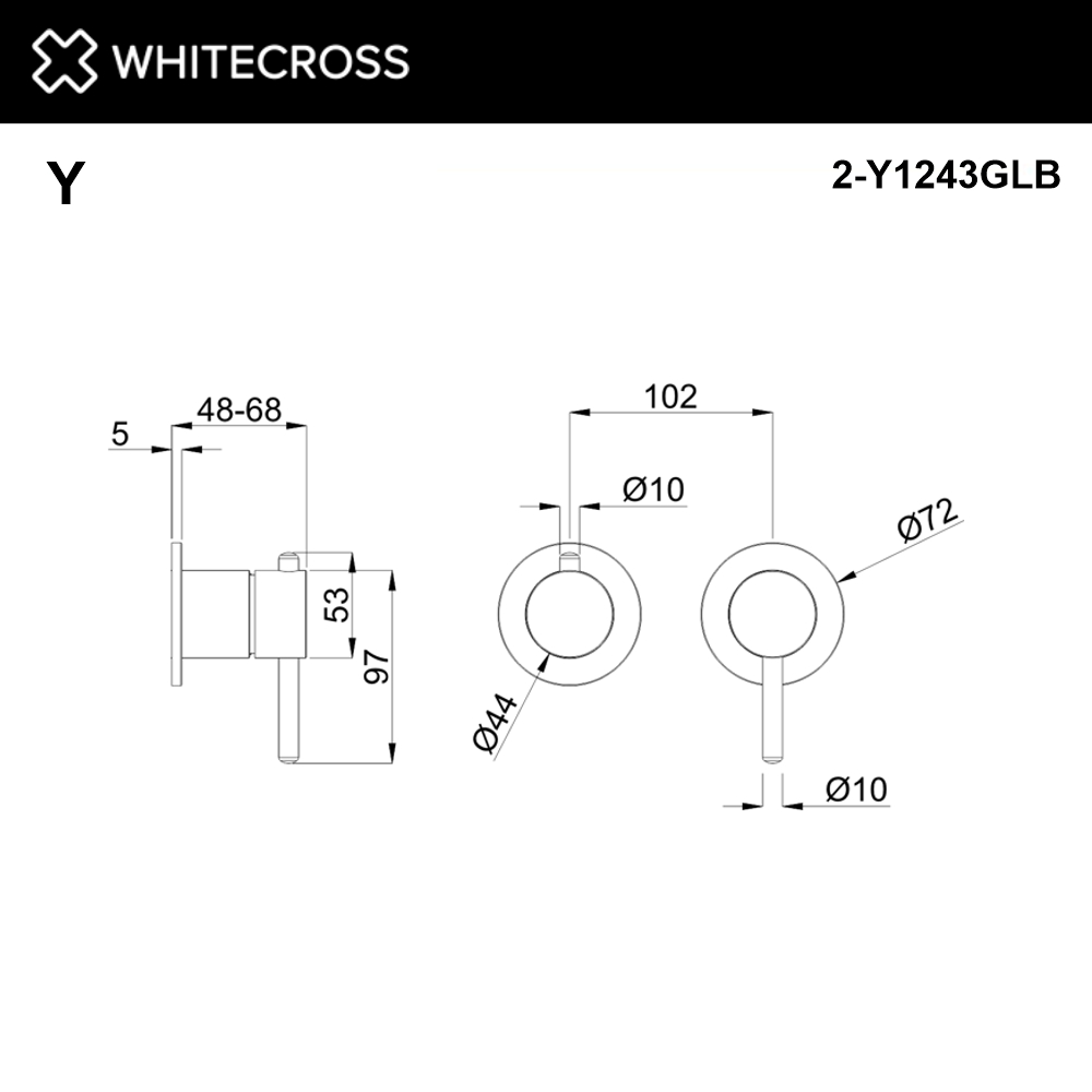 Внешняя часть смесителя для душа на 3 потребителя WHITECROSS Y1243GLB (брашированное золото)