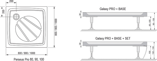 Поддон для душа Ravak Galaxy PERSEUS PRO-90 белый