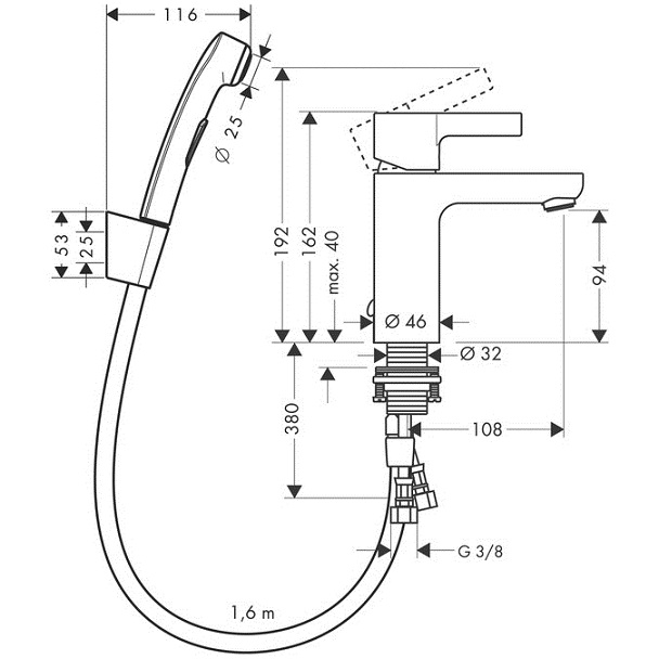 Набор для раковины биде Hansgrohe Metris S 31160000