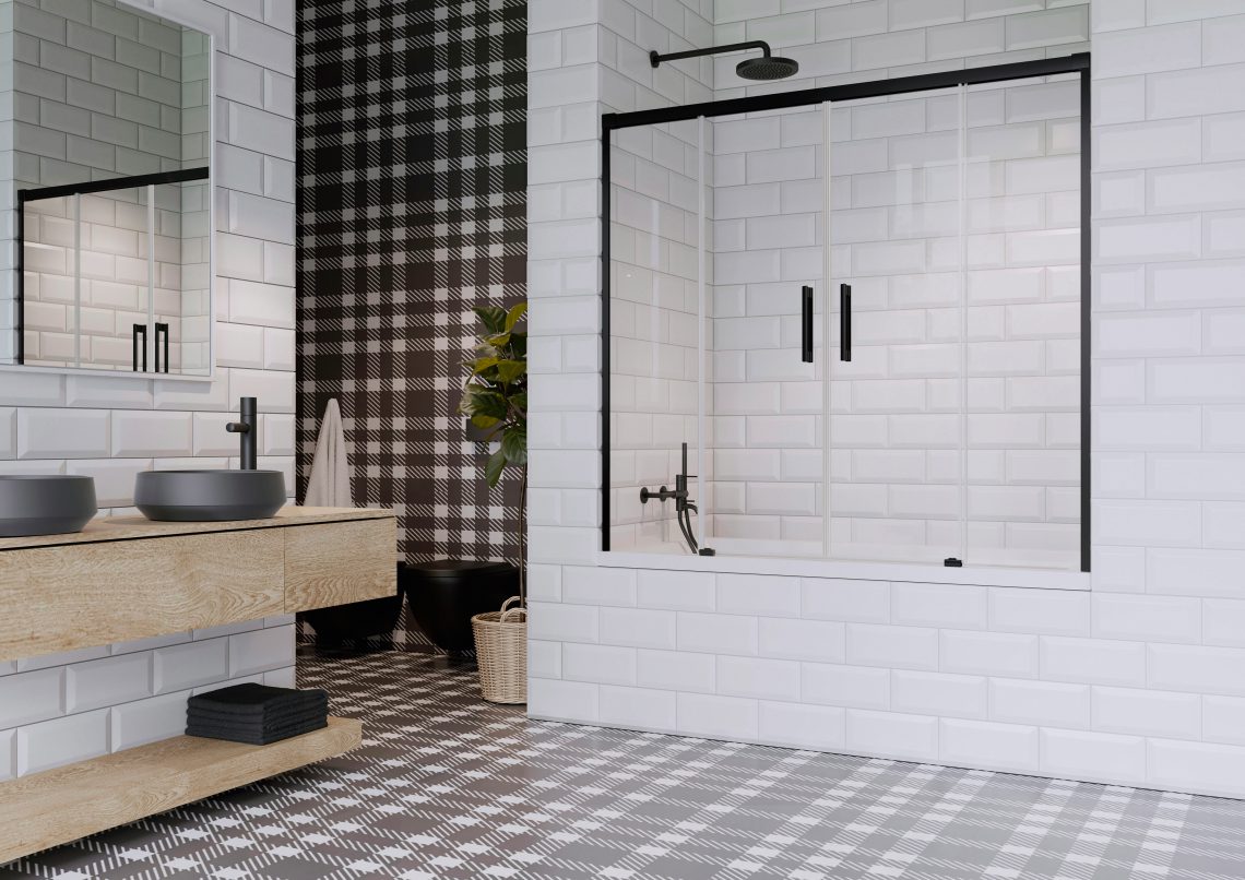 Шторка на ванну 170 см Radaway IDEA Black PN DWD