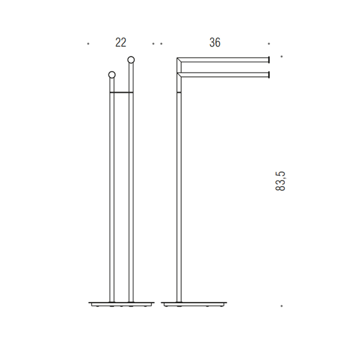 B4038.OM Colombo Mini Стойка напольная с двойным п/держателем H83,5*36cм D22cм, цвет: PVD золото матовое