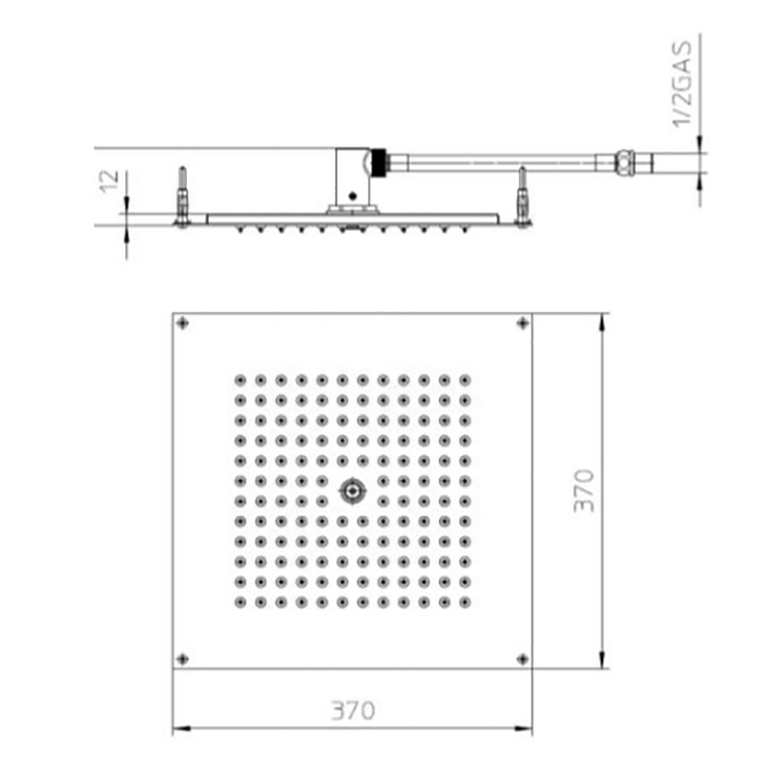 BOSSINI DREAM-CUBE  Верхний душ 370 x 370 мм, цвет: белый матовый H38381.045