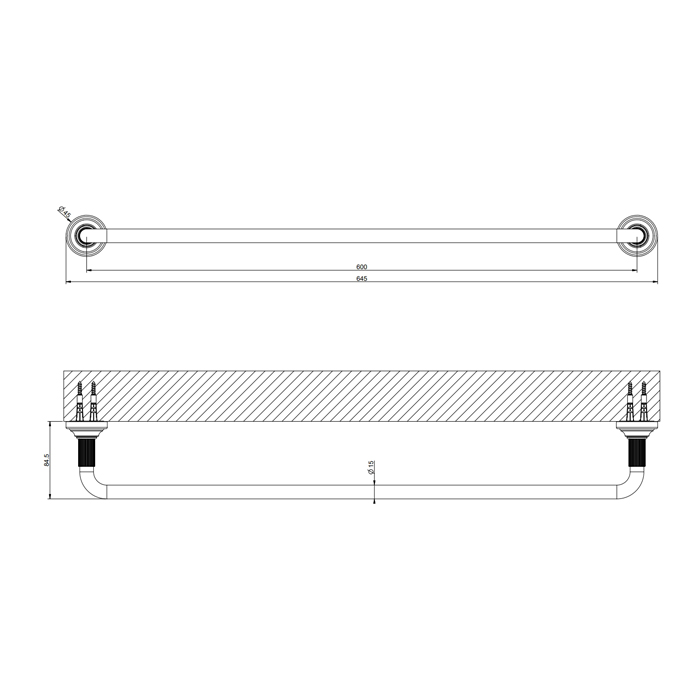 Gessi Venti20 Полотенцедержатель 600 мм., цвет черный матовый 65503#299