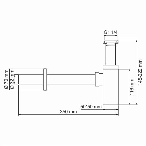 A096 Сифон для раковины Размеры (Ш/В/Г): 7х22х35 см
