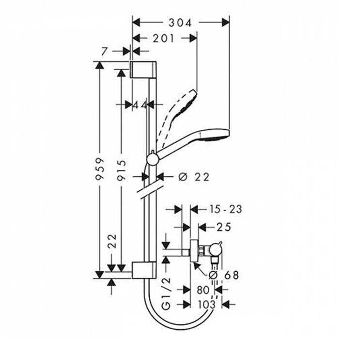 Hansgrohe Croma Select E Var Uni душевой набор, 0,65, цвет: хром 26586400