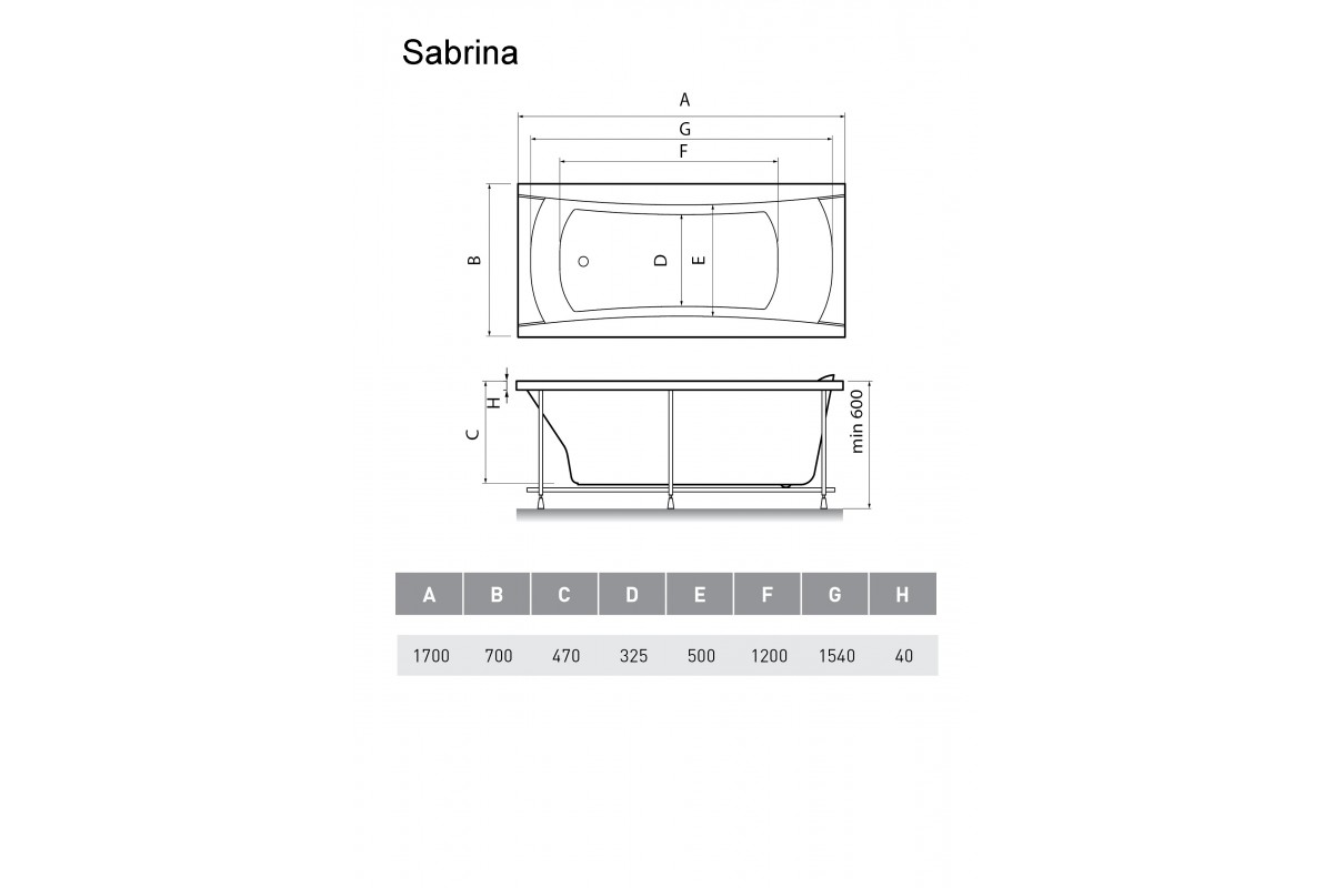 Relisan Ванна акриловая Sabrina 170х70