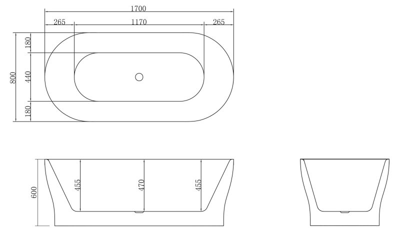 Belbagno Ванна акриловая отдельностоящая 170x80  BB405