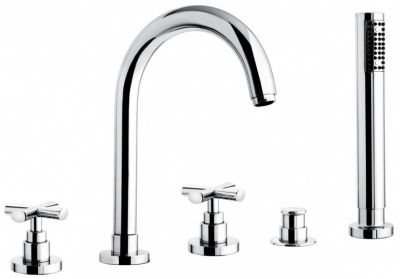 Emmevi Spirit New, комплект смесителя на борт ванны на 5 отверстий с поворотным изливом, цвет хром