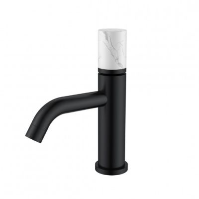 Смеситель для раковины Boheme STICK BLACK MRAMOR WHITE_Комплект 121-B-MR-W