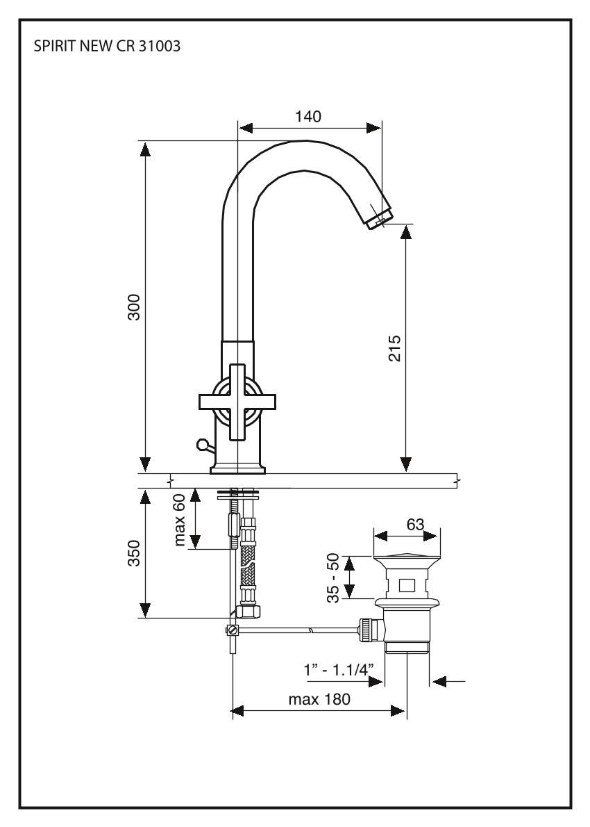 Emmevi Spirit New 31003/CR, двухвентильный смеситель для раковины с поворотным изливом и донным клапаном, цвет хром