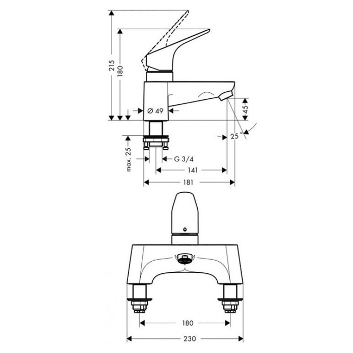 Hansgrohe Focus Смеситель на край ванны на 2 отверстия 31523000