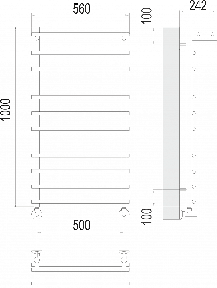 Полотенцесушитель Terminus Ватра с/п П10 500х1000 водяной